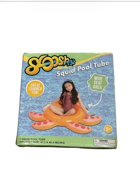 SLOOSH  Squid Pool Tube - Orange Inflatable Float Oe size